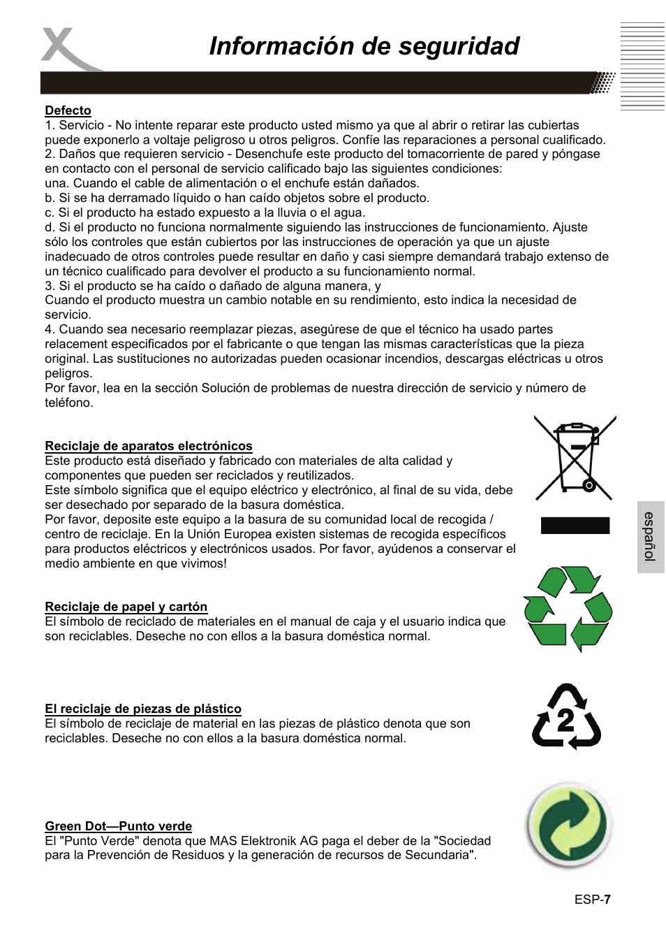 Información de seguridad | Xoro HBD 1000 User Manual | Page 97 / 122