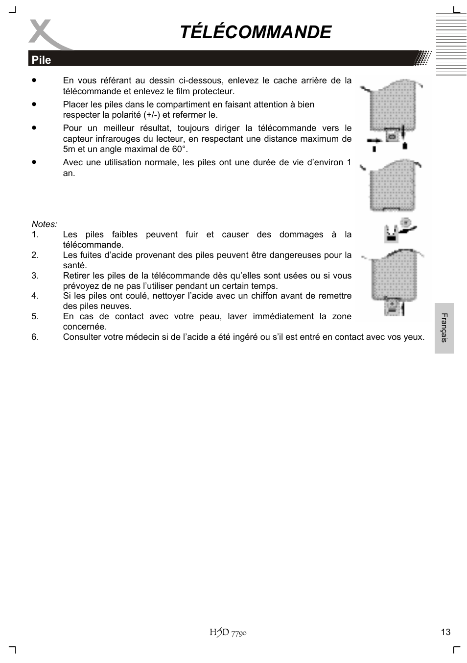 Télécommande | Xoro HSD 7790 User Manual | Page 109 / 146