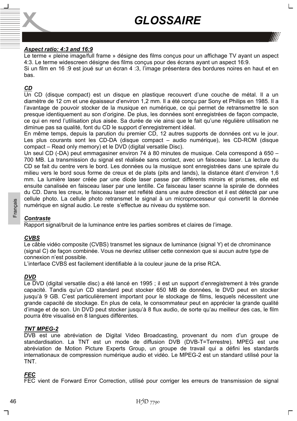 Glossaire | Xoro HSD 7790 User Manual | Page 142 / 146