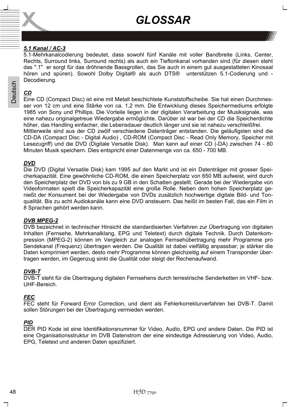 Glossar | Xoro HSD 7790 User Manual | Page 48 / 146