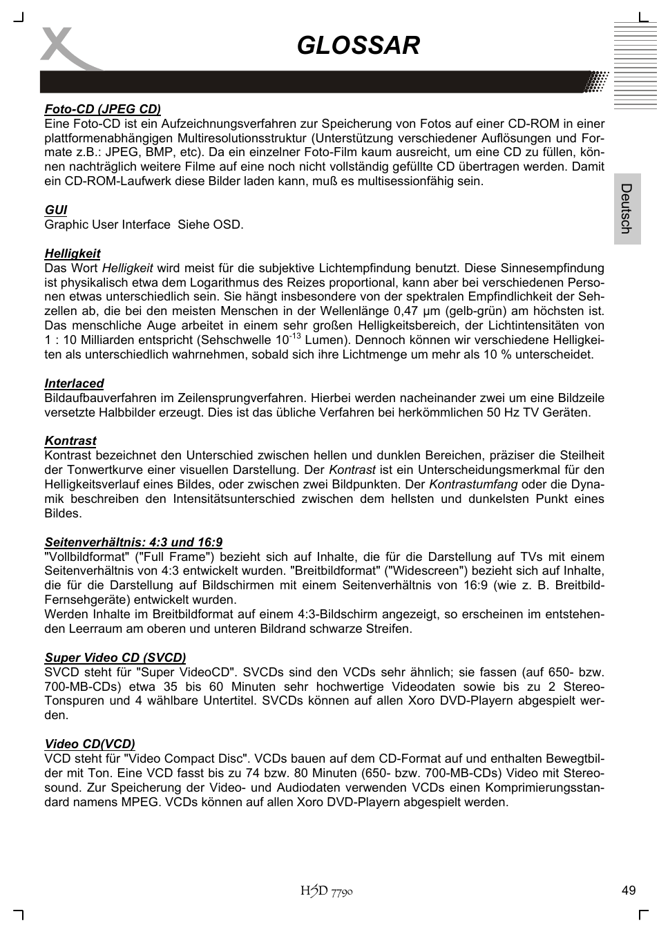 Glossar | Xoro HSD 7790 User Manual | Page 49 / 146