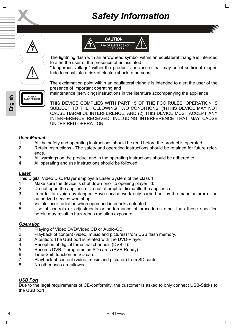 Safety information | Xoro HSD 7790 User Manual | Page 54 / 146
