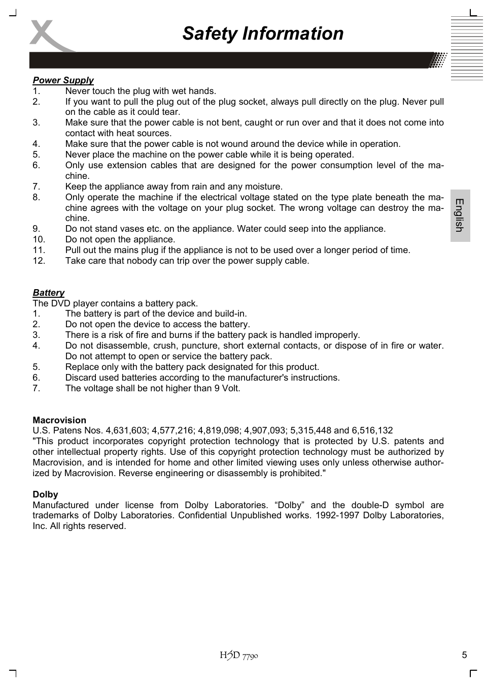 Safety information | Xoro HSD 7790 User Manual | Page 55 / 146