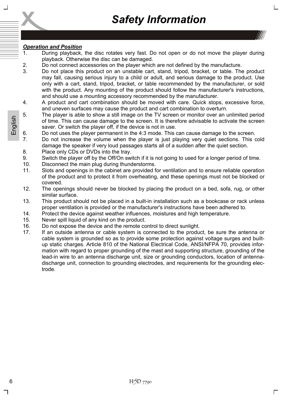 Safety information | Xoro HSD 7790 User Manual | Page 56 / 146