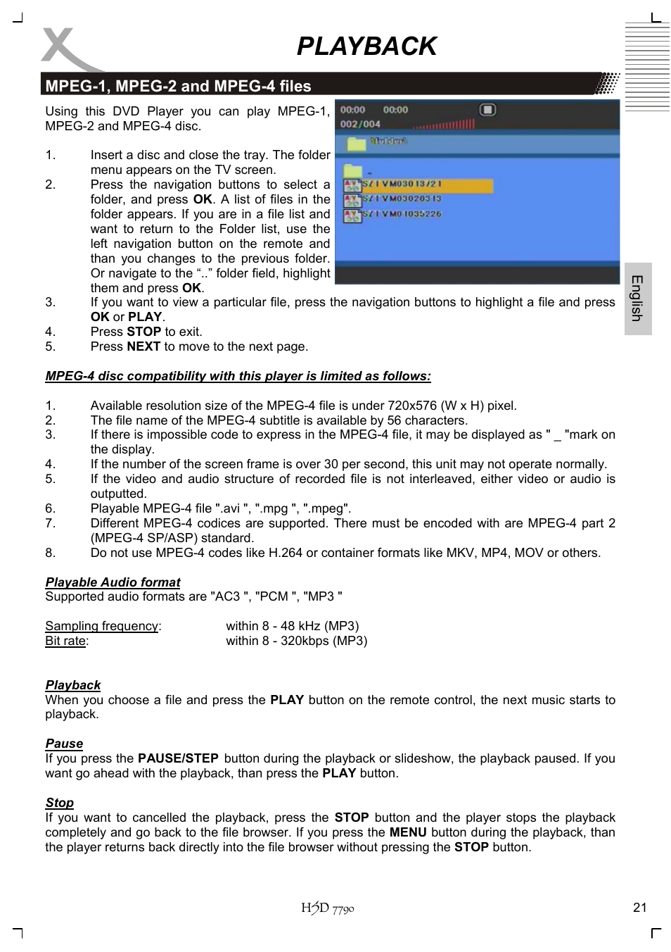 Playback | Xoro HSD 7790 User Manual | Page 71 / 146