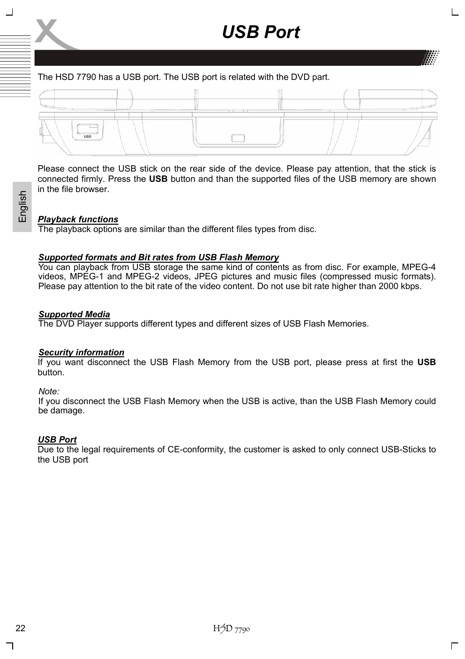 Usb port | Xoro HSD 7790 User Manual | Page 72 / 146