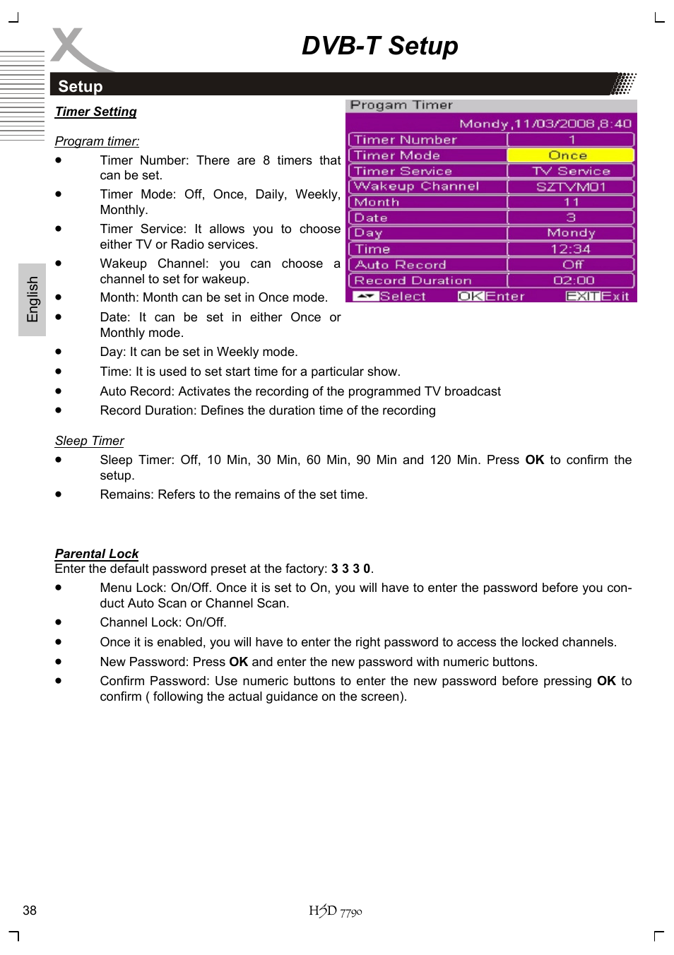 Dvb-t setup | Xoro HSD 7790 User Manual | Page 88 / 146