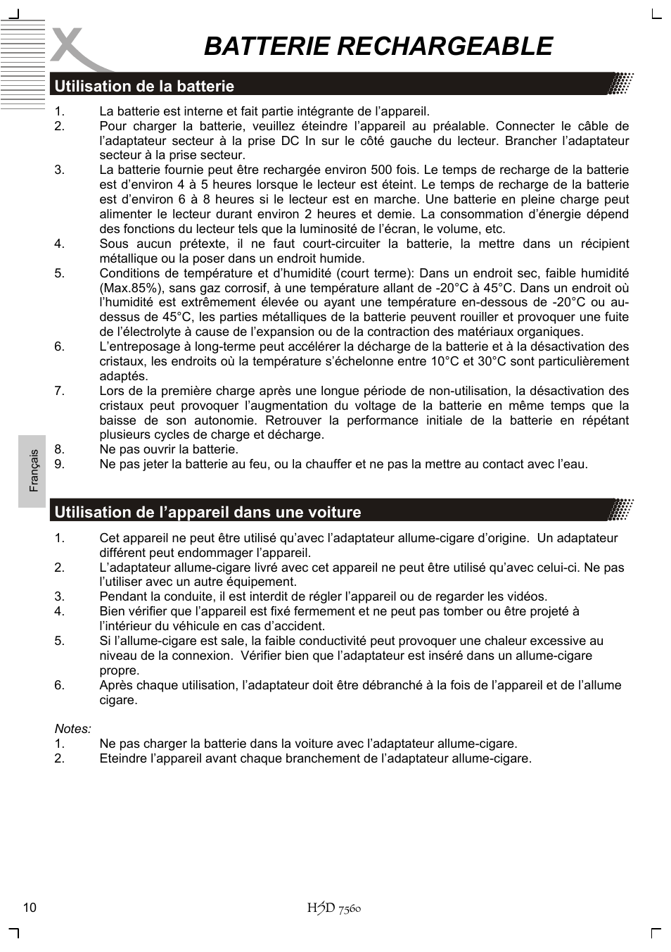 Batterie rechargeable | Xoro HSD 7560 User Manual | Page 106 / 146