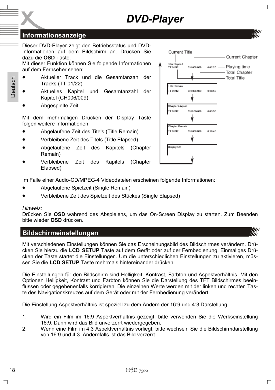Dvd-player | Xoro HSD 7560 User Manual | Page 18 / 146
