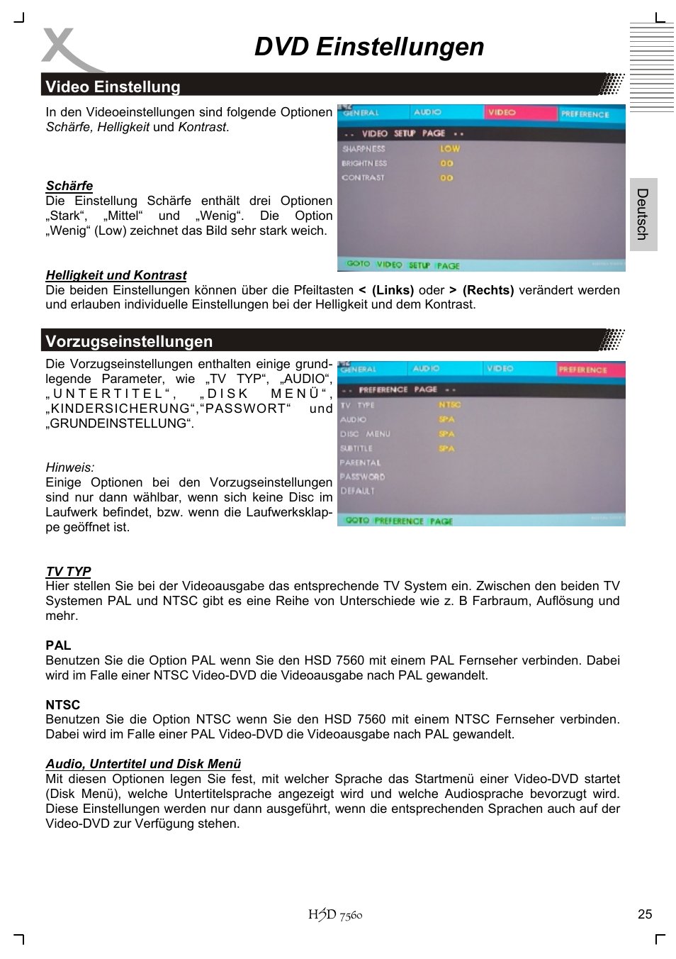 Dvd einstellungen | Xoro HSD 7560 User Manual | Page 25 / 146