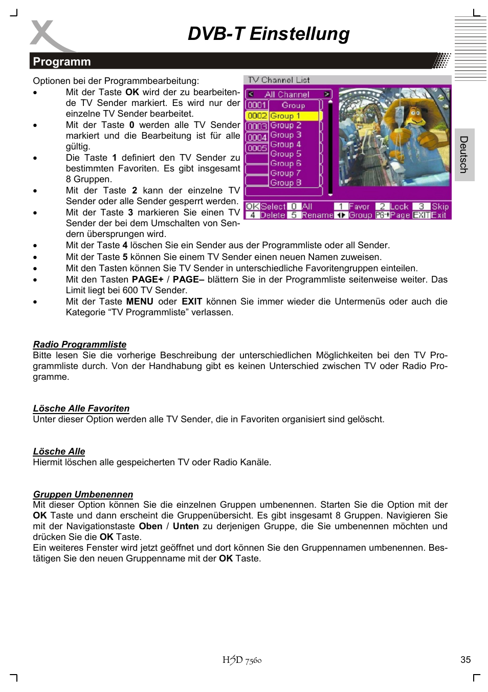 Dvb-t einstellung | Xoro HSD 7560 User Manual | Page 35 / 146