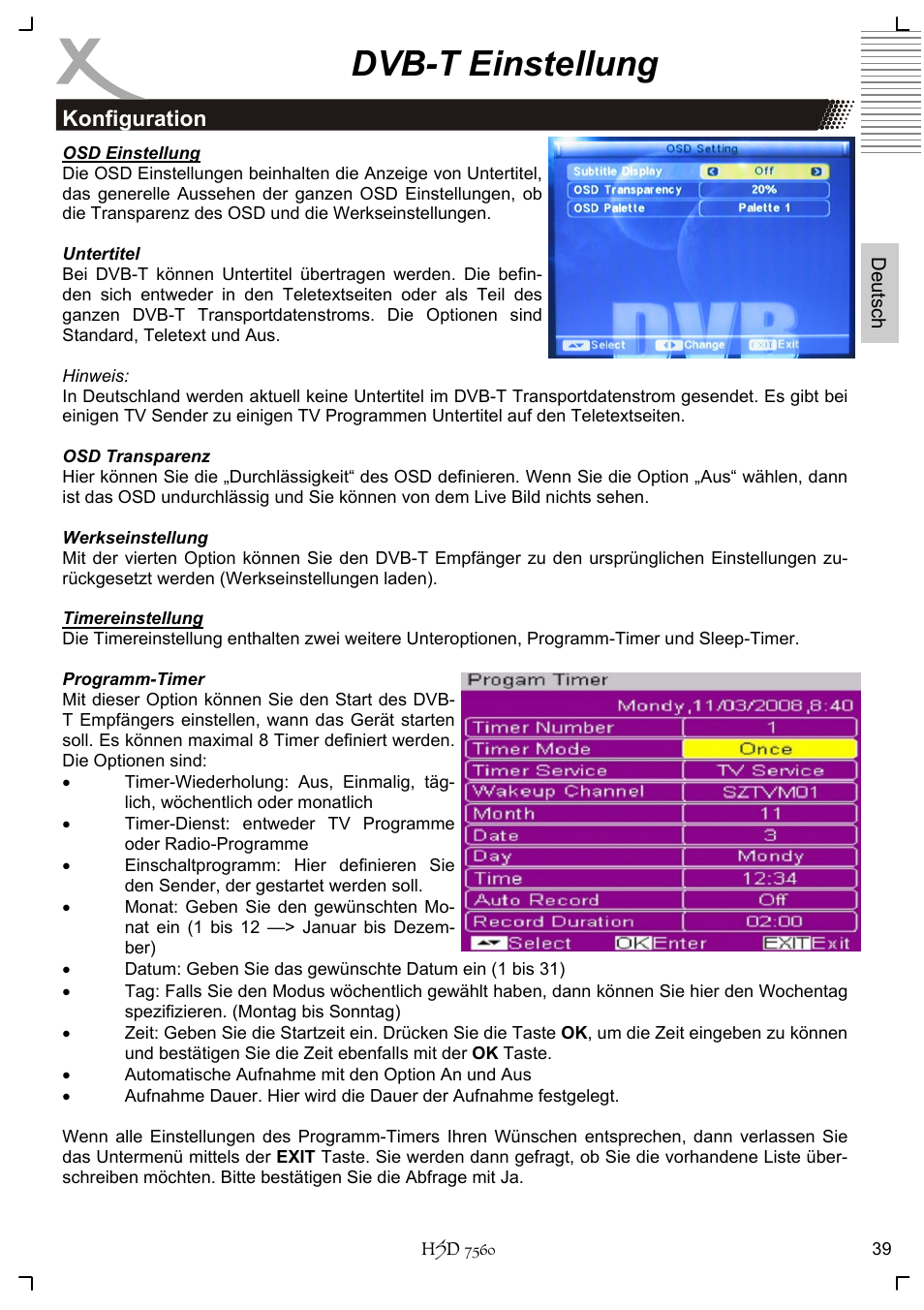 Dvb-t einstellung | Xoro HSD 7560 User Manual | Page 39 / 146