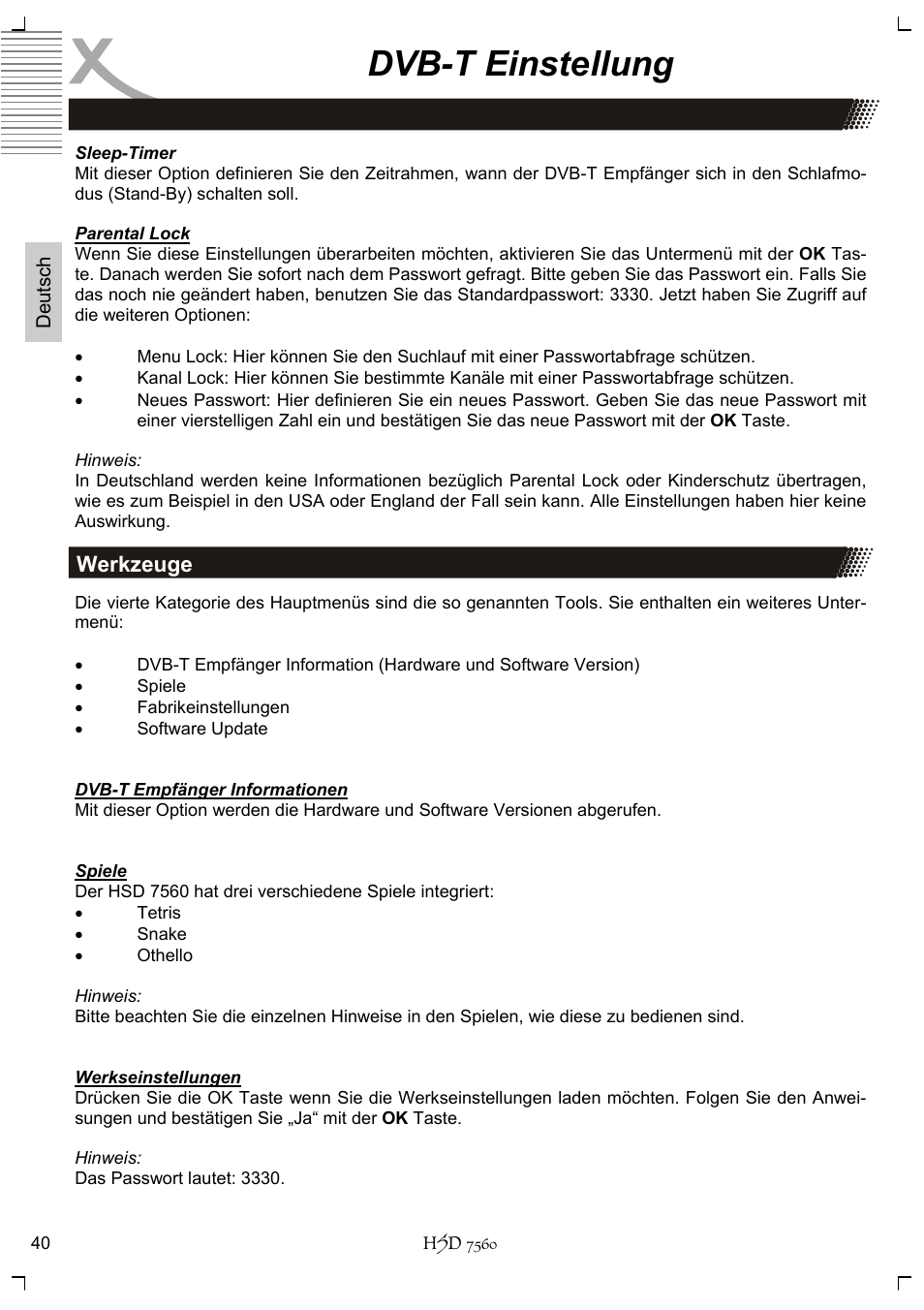 Dvb-t einstellung | Xoro HSD 7560 User Manual | Page 40 / 146