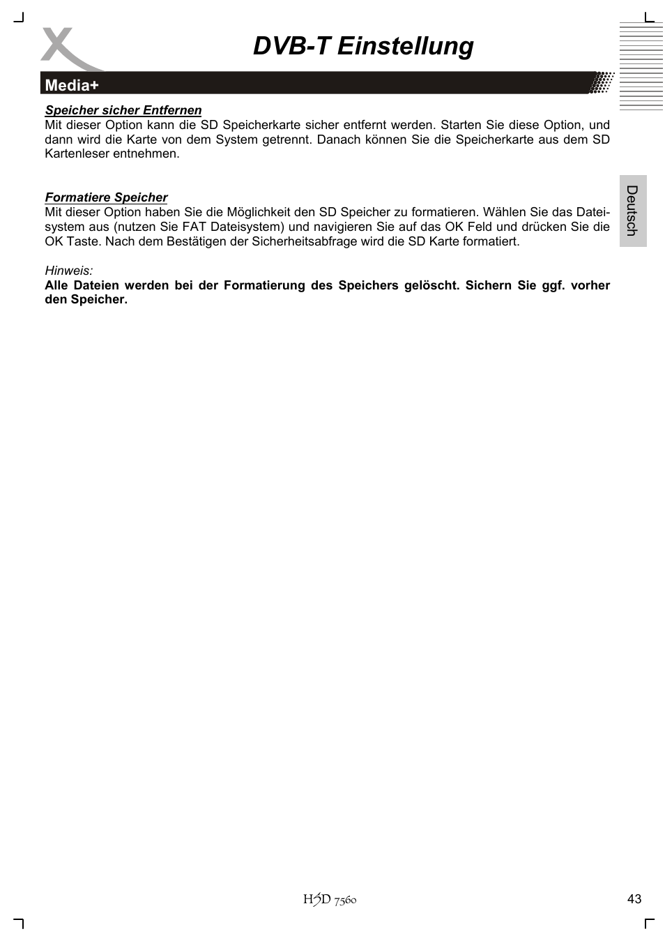 Dvb-t einstellung | Xoro HSD 7560 User Manual | Page 43 / 146