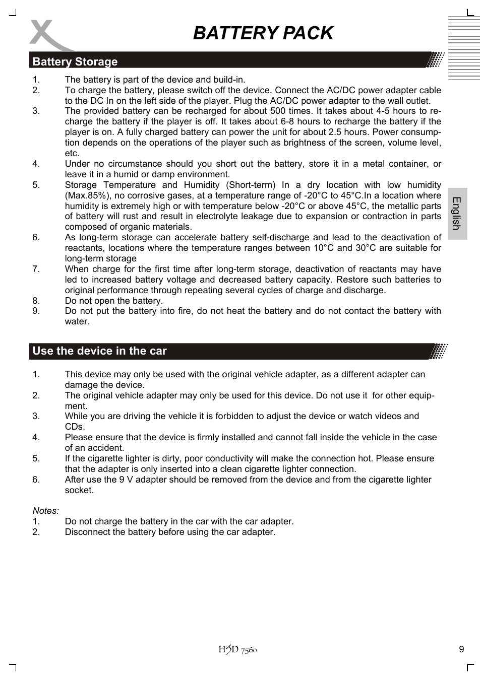 Battery pack | Xoro HSD 7560 User Manual | Page 59 / 146