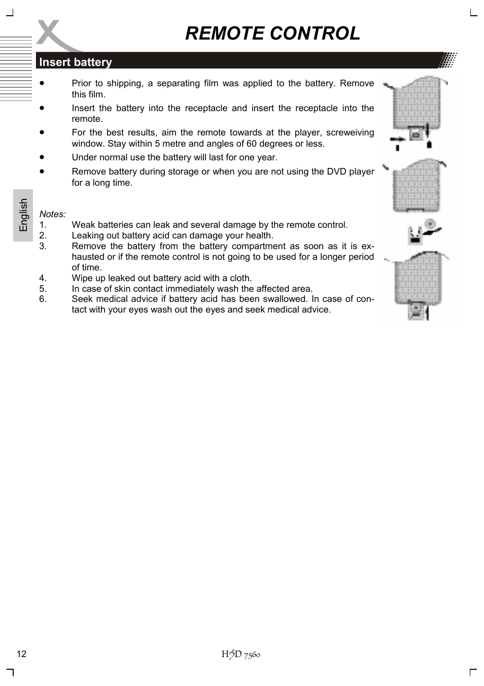 Remote control | Xoro HSD 7560 User Manual | Page 62 / 146