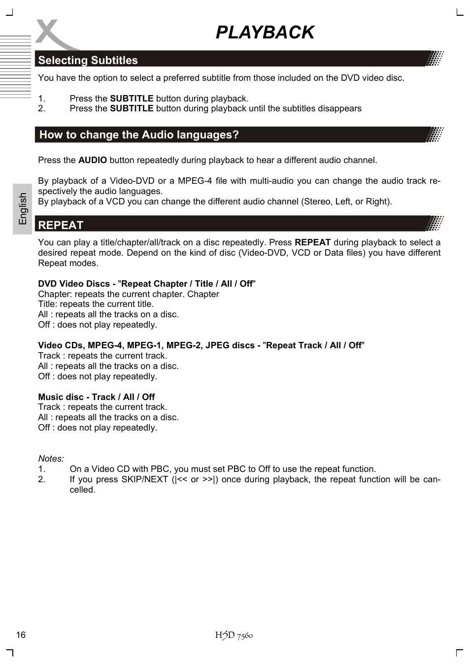 Playback | Xoro HSD 7560 User Manual | Page 66 / 146