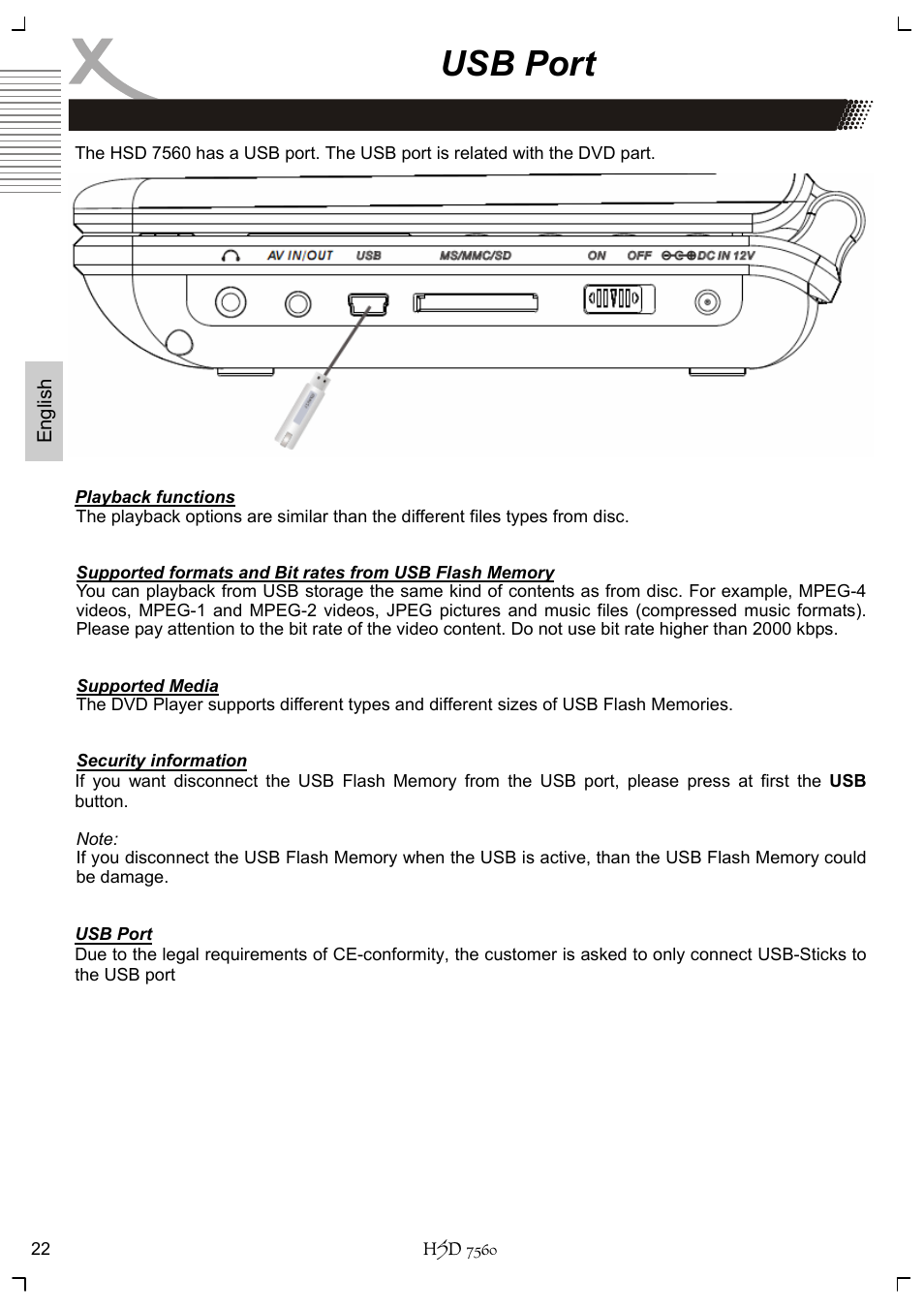 Usb port | Xoro HSD 7560 User Manual | Page 72 / 146