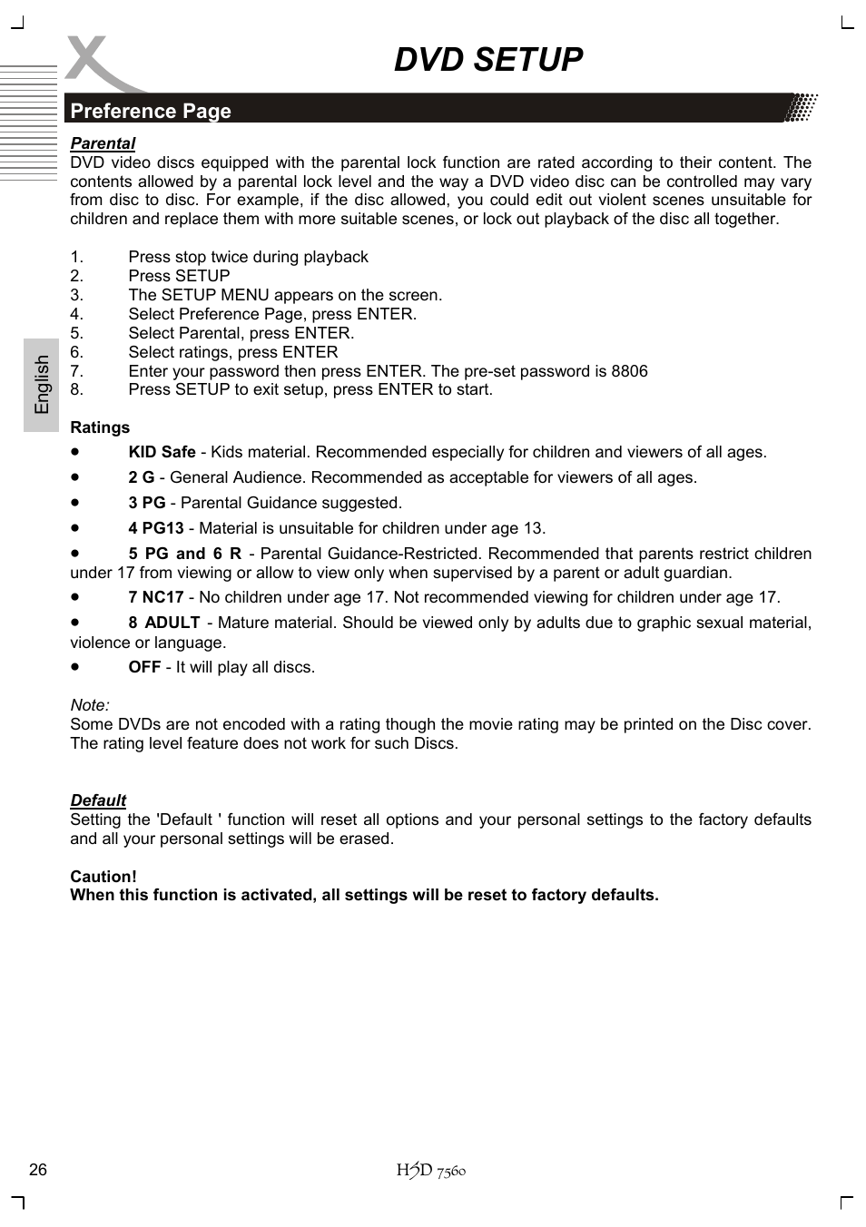 Dvd setup | Xoro HSD 7560 User Manual | Page 76 / 146