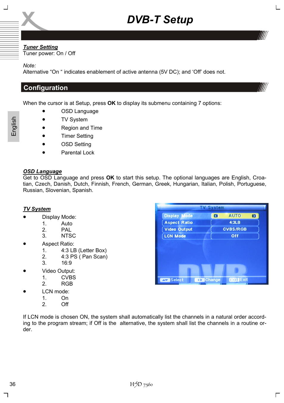 Dvb-t setup | Xoro HSD 7560 User Manual | Page 86 / 146