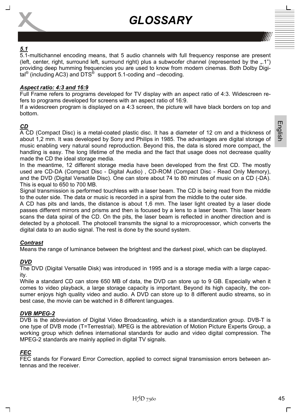 Glossary | Xoro HSD 7560 User Manual | Page 95 / 146