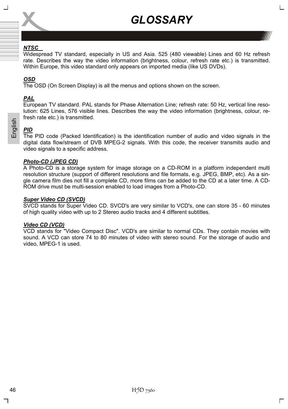 Glossary | Xoro HSD 7560 User Manual | Page 96 / 146