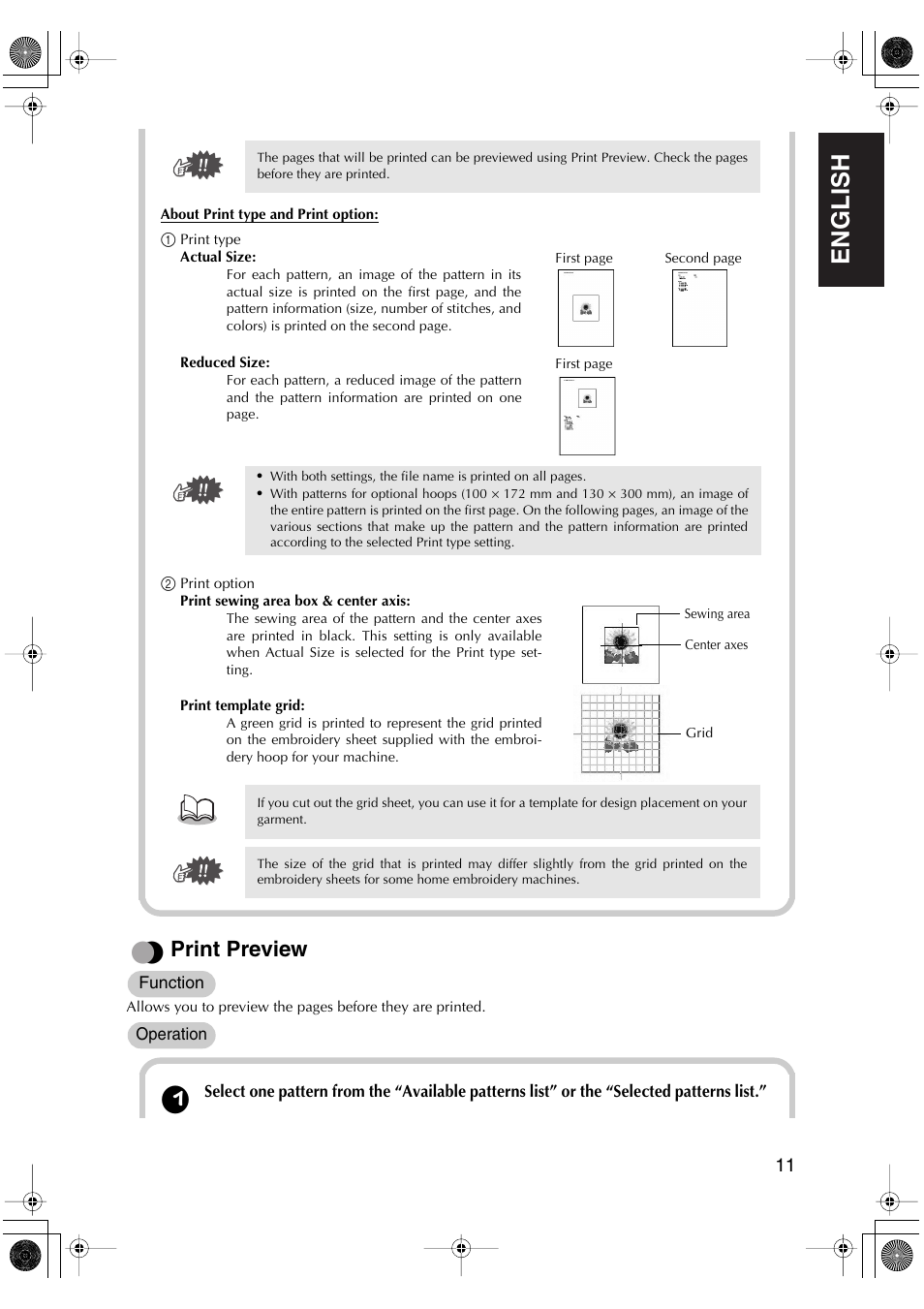 English, Print preview | Brother PED-Basic User Manual | Page 15 / 100