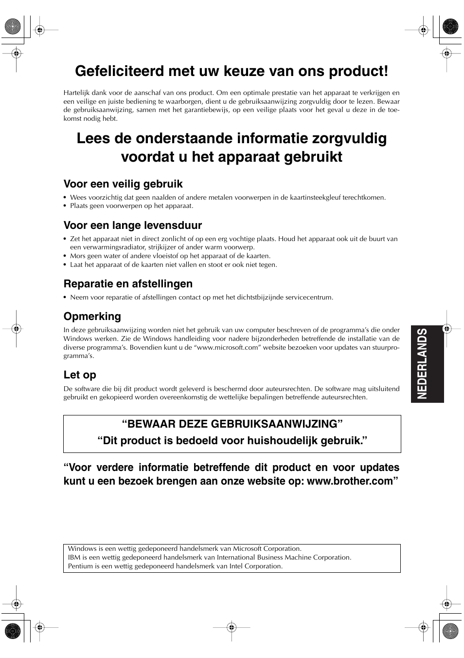 Gefeliciteerd met uw keuze van ons product | Brother PED-Basic User Manual | Page 51 / 100