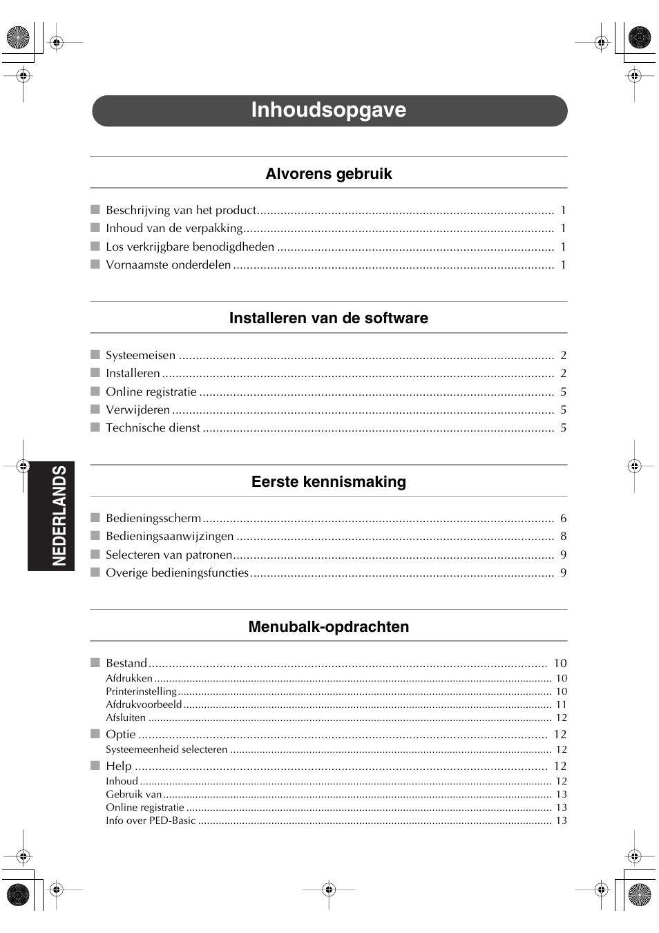 Inhoudsopgave | Brother PED-Basic User Manual | Page 52 / 100