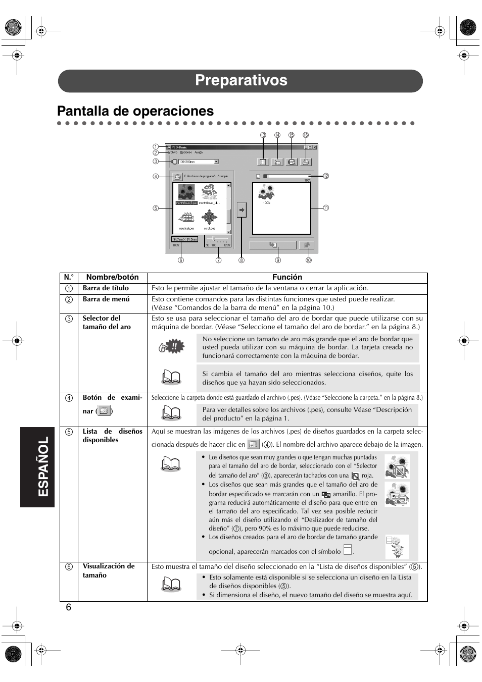 Preparativos, Pantalla de operaciones | Brother PED-Basic User Manual | Page 74 / 100
