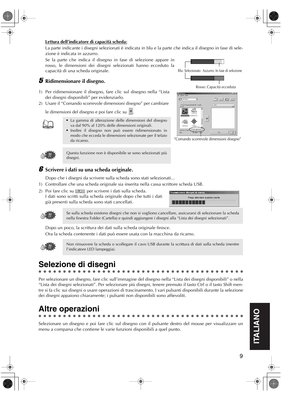 Selezione di disegni, Altre operazioni, English | English it aliano english english it aliano | Brother PED-Basic User Manual | Page 93 / 100