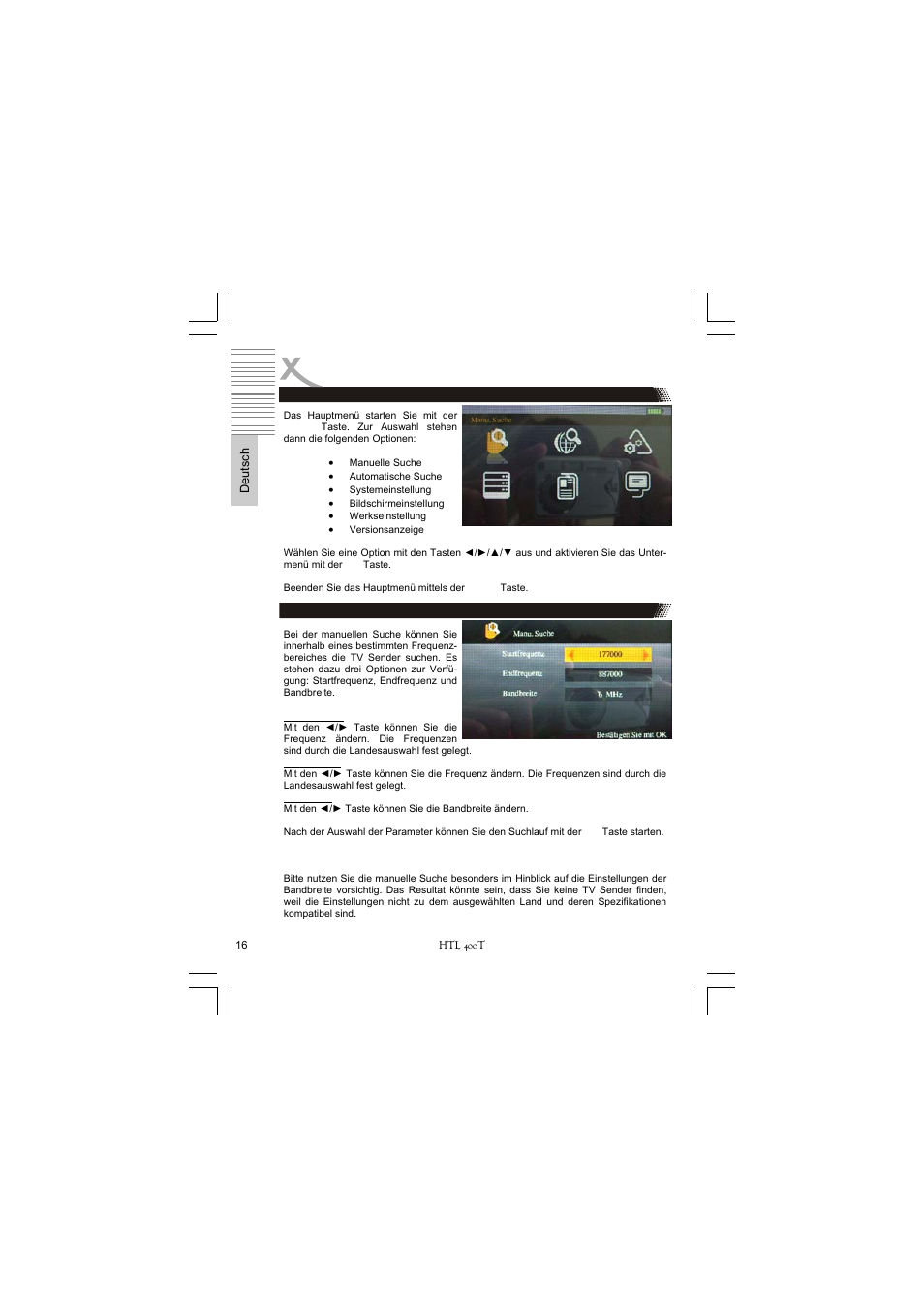 Einstellungen | Xoro HTL 400T User Manual | Page 16 / 70