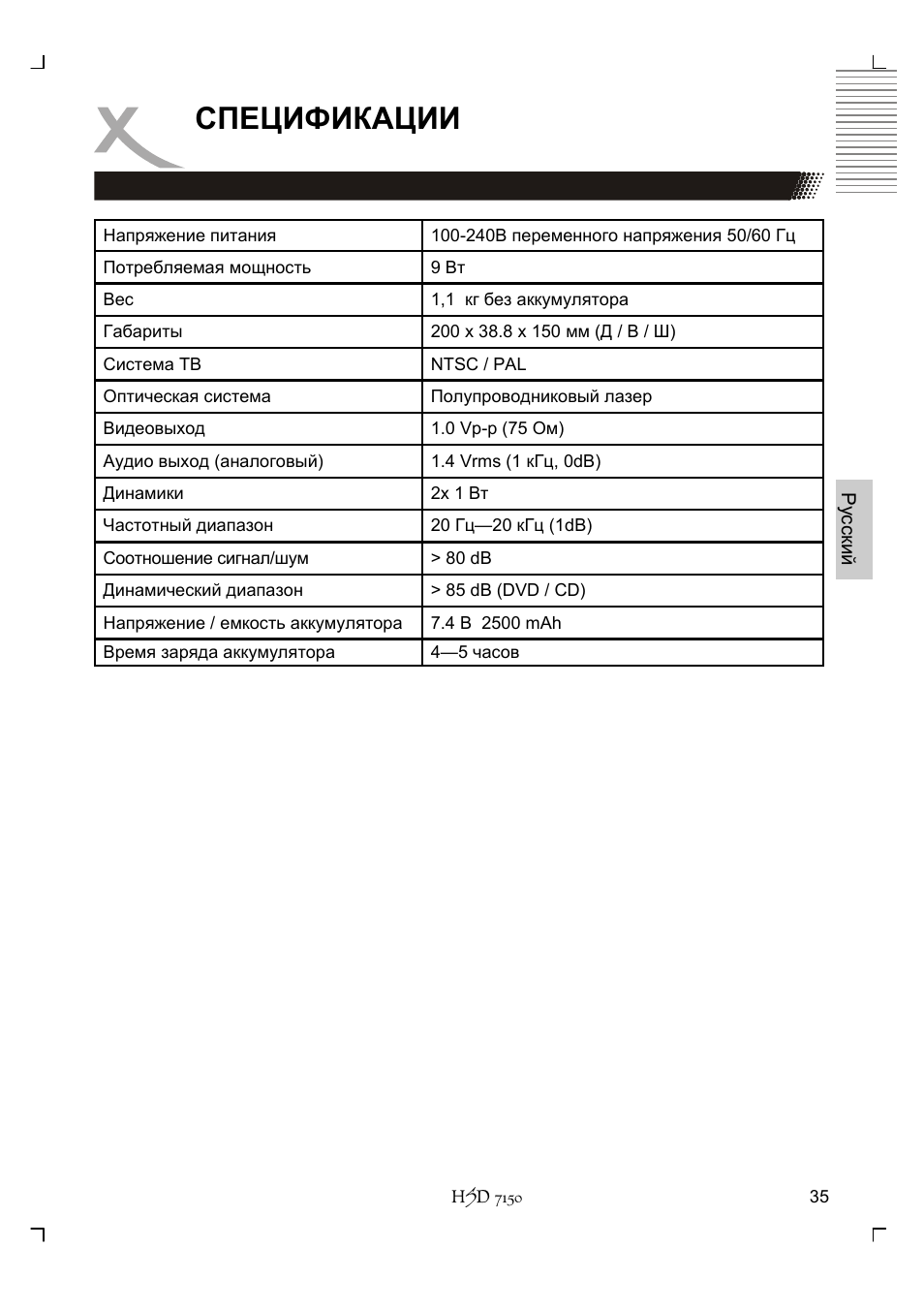 Спецификации | Xoro HSD 7150 User Manual | Page 113 / 158