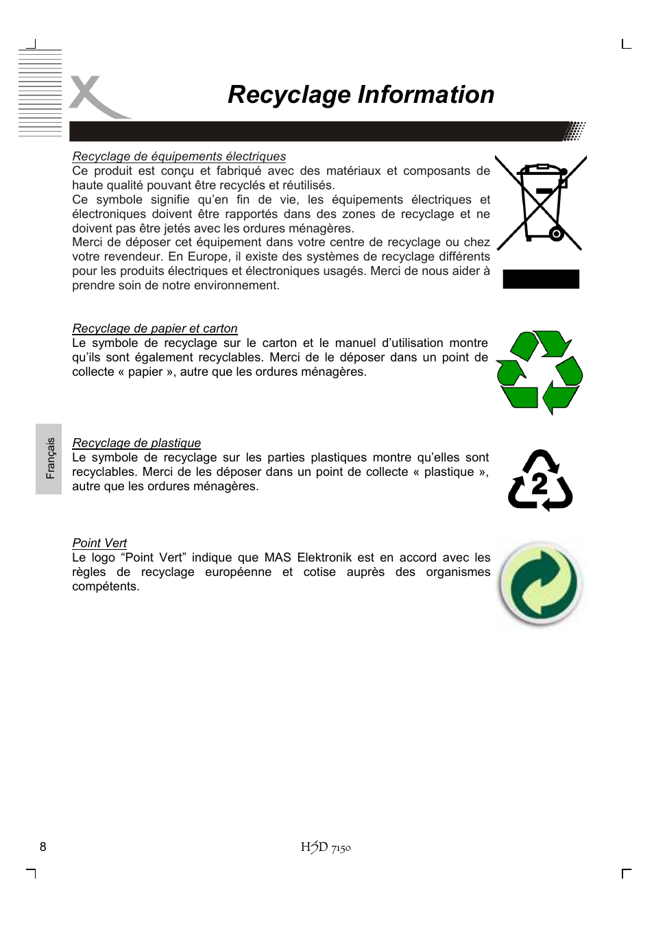 Recyclage information | Xoro HSD 7150 User Manual | Page 124 / 158