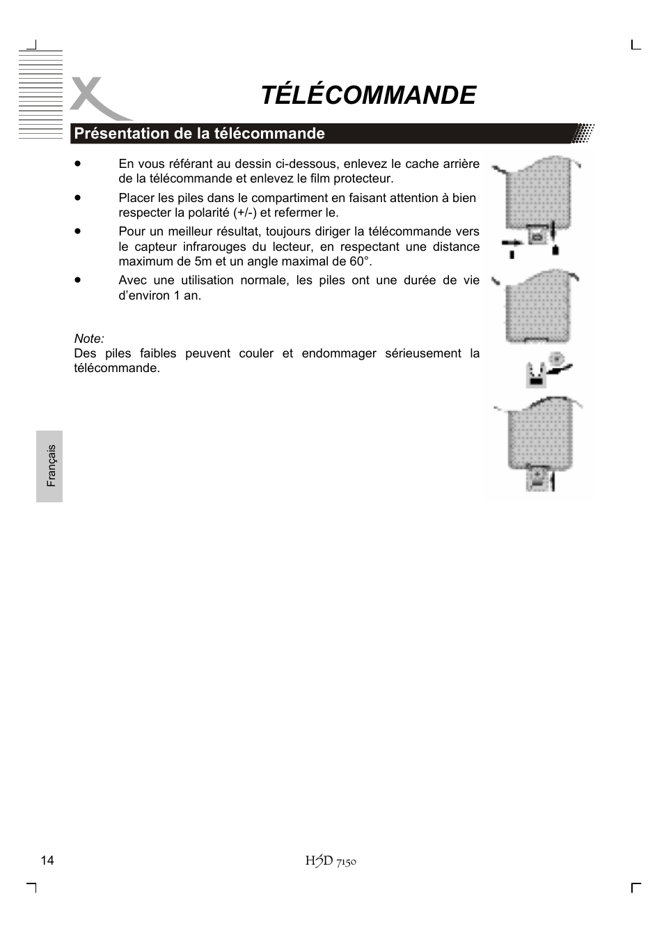 Télécommande | Xoro HSD 7150 User Manual | Page 130 / 158