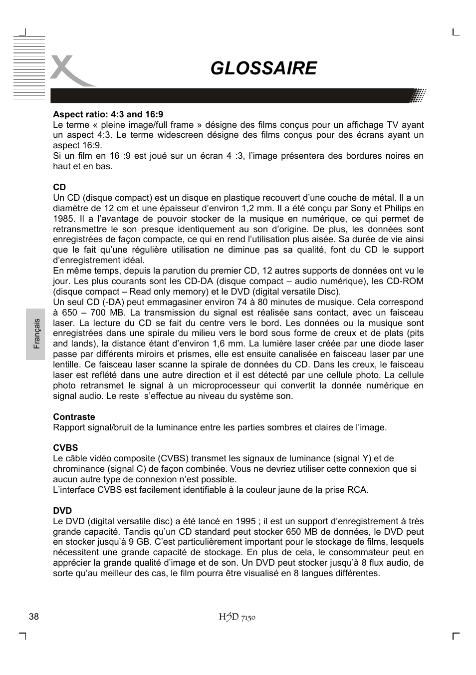 Glossaire | Xoro HSD 7150 User Manual | Page 154 / 158