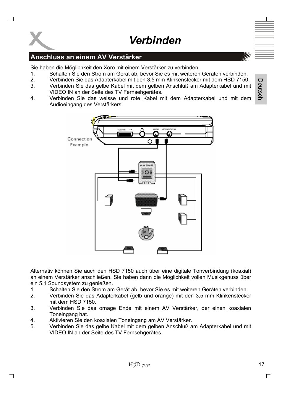 Verbinden | Xoro HSD 7150 User Manual | Page 17 / 158