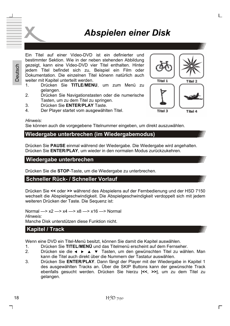 Abspielen einer disk | Xoro HSD 7150 User Manual | Page 18 / 158