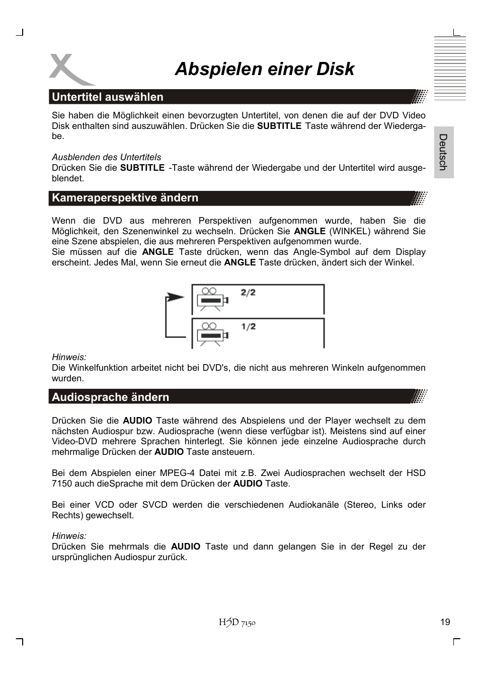 Abspielen einer disk | Xoro HSD 7150 User Manual | Page 19 / 158