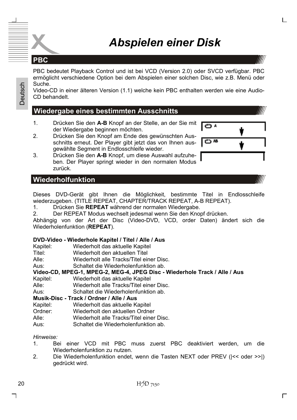 Abspielen einer disk | Xoro HSD 7150 User Manual | Page 20 / 158
