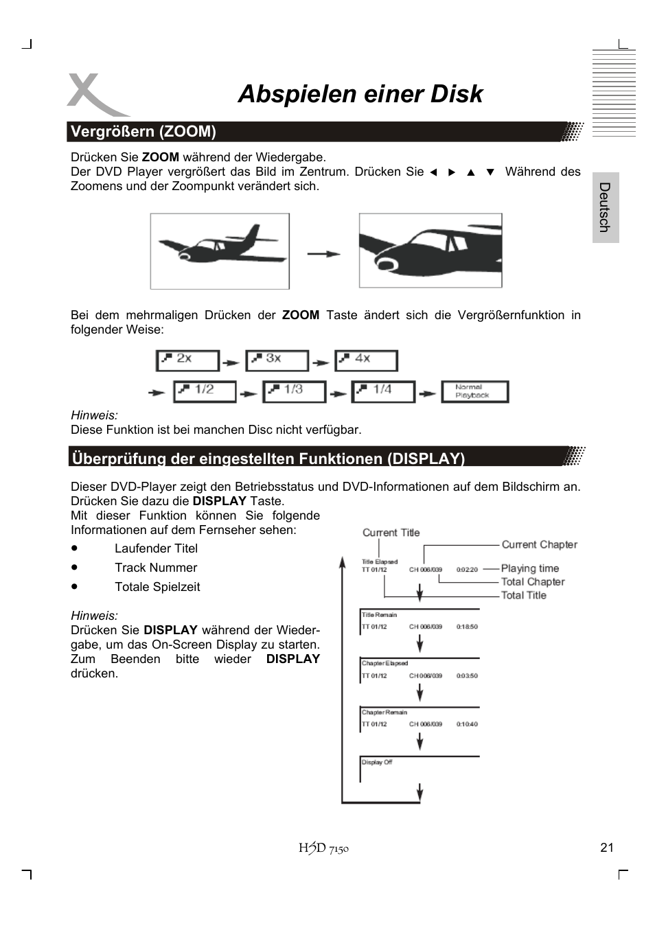 Abspielen einer disk | Xoro HSD 7150 User Manual | Page 21 / 158