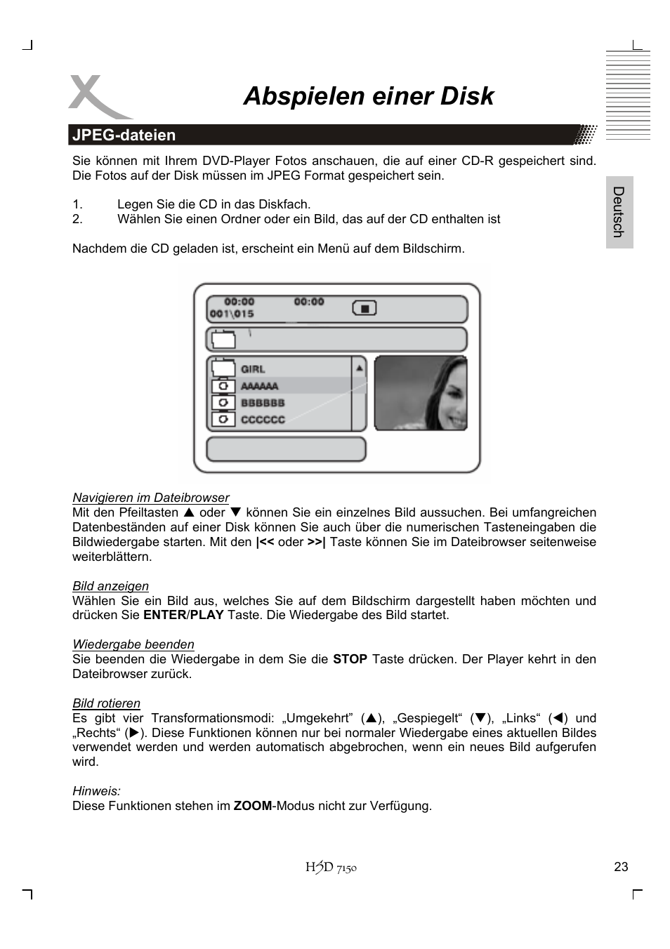 Abspielen einer disk | Xoro HSD 7150 User Manual | Page 23 / 158
