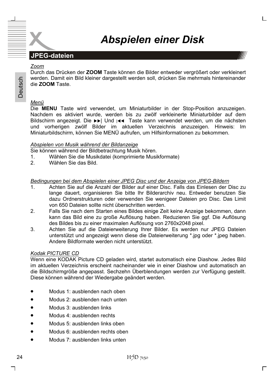 Abspielen einer disk | Xoro HSD 7150 User Manual | Page 24 / 158