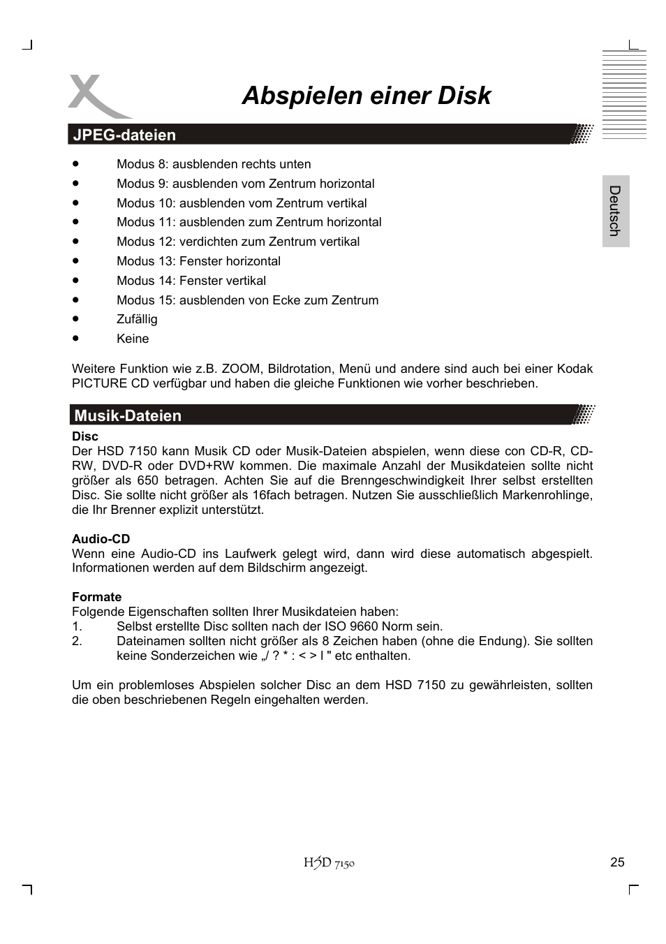 Abspielen einer disk | Xoro HSD 7150 User Manual | Page 25 / 158