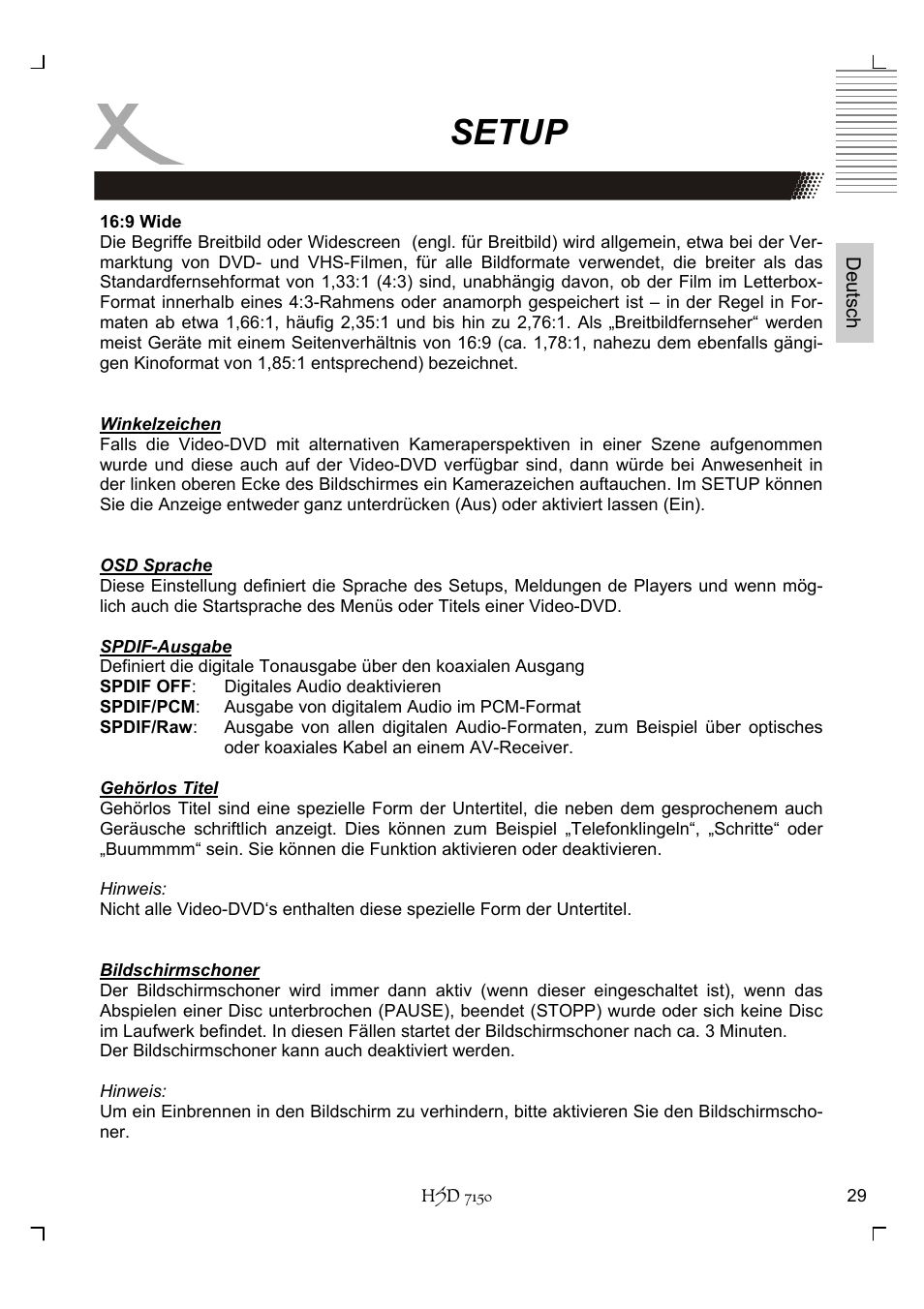 Setup | Xoro HSD 7150 User Manual | Page 29 / 158