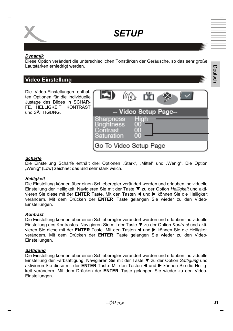 Setup | Xoro HSD 7150 User Manual | Page 31 / 158
