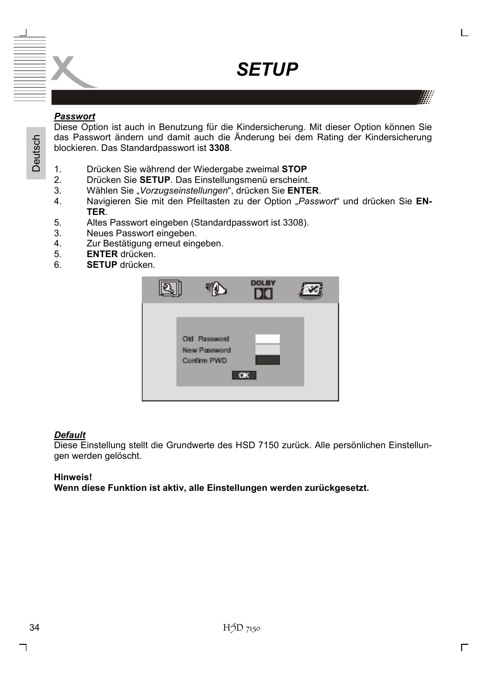 Setup | Xoro HSD 7150 User Manual | Page 34 / 158