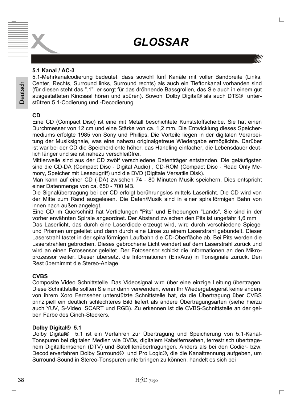 Glossar | Xoro HSD 7150 User Manual | Page 38 / 158