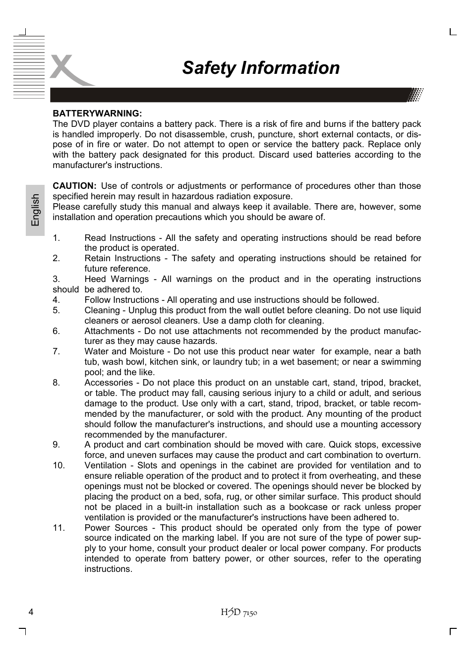 Safety information | Xoro HSD 7150 User Manual | Page 44 / 158