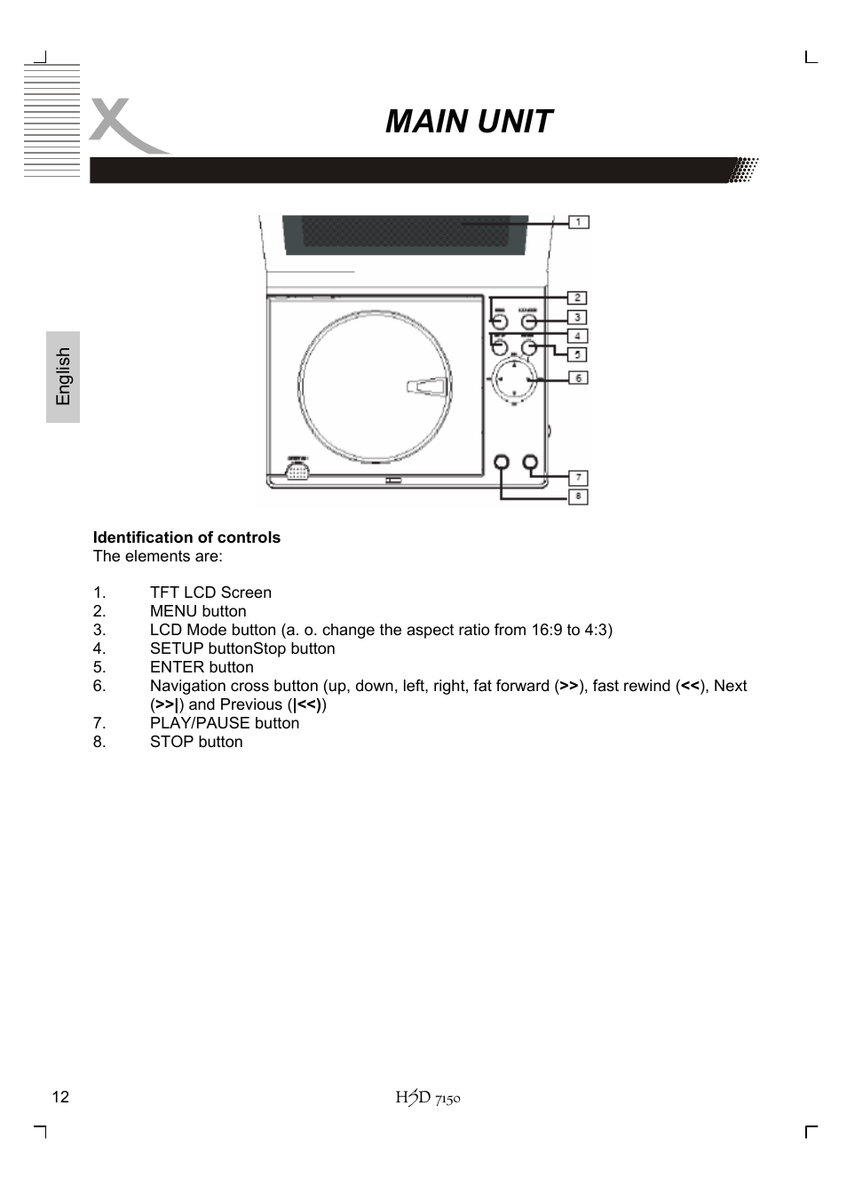 Main unit | Xoro HSD 7150 User Manual | Page 52 / 158